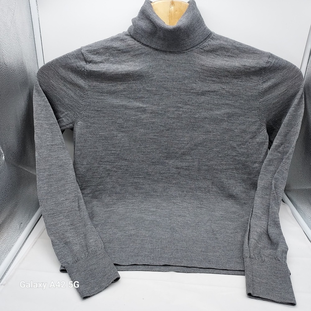 Brooks Brothers Mens Grey 100% Merino Wool Turtleneck Sweater Size L